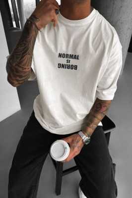 Teenage Millionaire Erkek Mor Normal Is Boring Bisiklet Yaka Oversize Salaş T-Shirt E3008