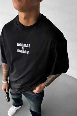 Teenage Millionaire Erkek Mor Normal Is Boring Bisiklet Yaka Oversize Salaş T-Shirt E3008