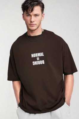 Teenage Millionaire Erkek Mor Normal Is Boring Bisiklet Yaka Oversize Salaş T-Shirt E3008