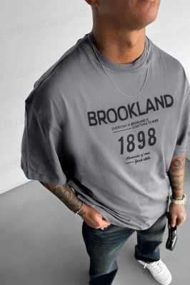 Teenage Millionaire Erkek 1898 Baskılı Kahverengi Oversize Salas Boyfriend T-shirt E2216