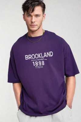 Teenage Millionaire Erkek 1898 Baskılı Kahverengi Oversize Salas Boyfriend T-shirt E2216