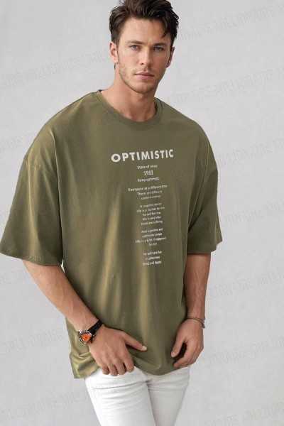 Teenage Millionaire Erkek Haki Optimistic Oversize Salas T-Shirt E2217