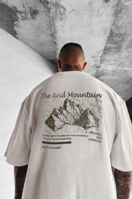 Teenage Millionaire Erkek Arid Mountain Oversize Ekru Beyaz Salas T-Shirt E2219