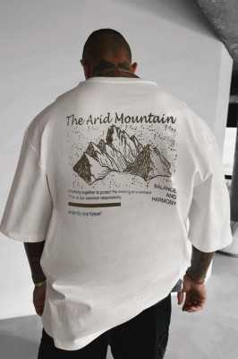 Teenage Millionaire Erkek Arid Mountain Oversize Ekru Beyaz Salas T-Shirt E2219