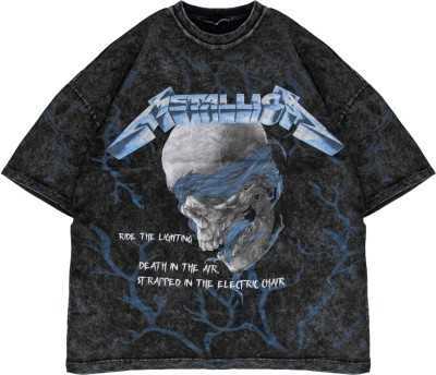 Sokak Butik RideTheLighting-Metallica Baskılı Oversize Yıkamalı Unisex Tshirt 816E1115