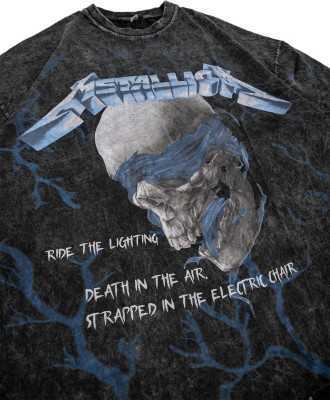 Sokak Butik RideTheLighting-Metallica Baskılı Oversize Yıkamalı Unisex Tshirt 816E1115