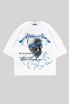 Sokak Butik RideTheLighting-Metallica Baskılı Oversize Yıkamalı Unisex Tshirt 816E1115