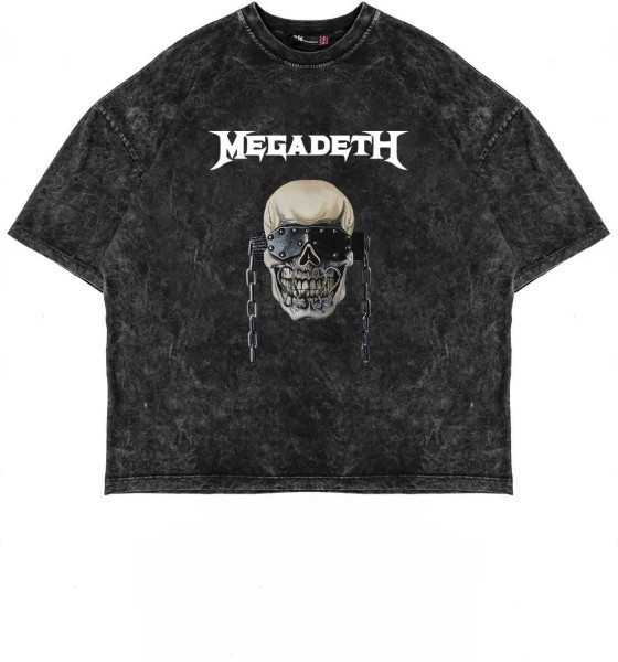 Eightone Megadeth Printed Black Washer Unisex Oversize Tshirt 816E1272