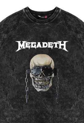 Sekizbiraltı Megadeth Baskılı Siyah Yıkamalı Unisex Oversize Tshirt 816E1272