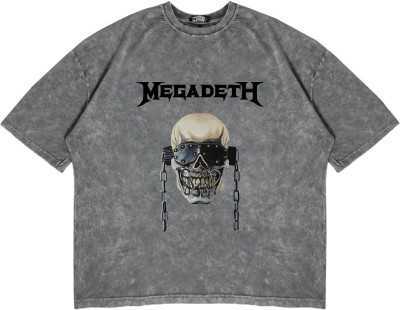 Sekizbiraltı Megadeth Baskılı Siyah Yıkamalı Unisex Oversize Tshirt 816E1272