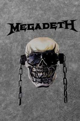 Sekizbiraltı Megadeth Baskılı Siyah Yıkamalı Unisex Oversize Tshirt 816E1272