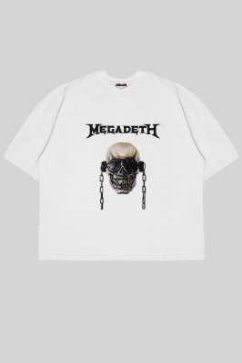 Sekizbiraltı Megadeth Baskılı Siyah Yıkamalı Unisex Oversize Tshirt 816E1272