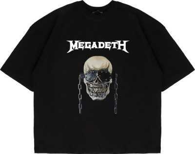 Sekizbiraltı Megadeth Baskılı Siyah Yıkamalı Unisex Oversize Tshirt 816E1272