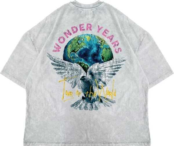 Seksbiraltı Wonder Years Printed Oversize Unisex Washed White Tshirt 816E2021