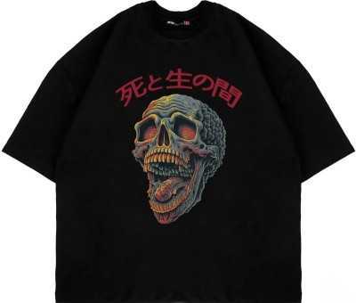 Sekizbiraltı Skull Scream Baskılı Oversize Unisex Yıkamalı Beyaz Tshirt 816E2029