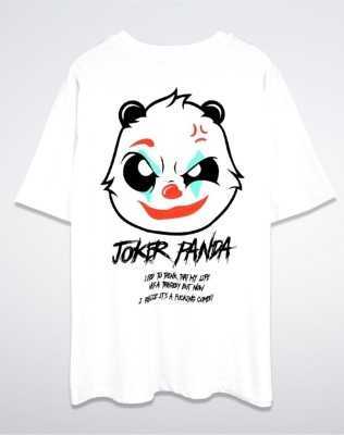 Sekizbiraltı Joker Panda Sırt Baskılı Beyaz Oversize Unisex Tshirt 816E0848