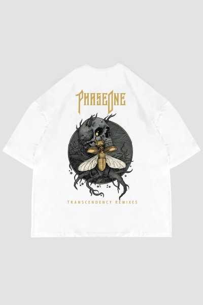 Eightone Phaseone Back Printed White Unisex Oversize Tshirt TYCJ4TX7FN170558953304123