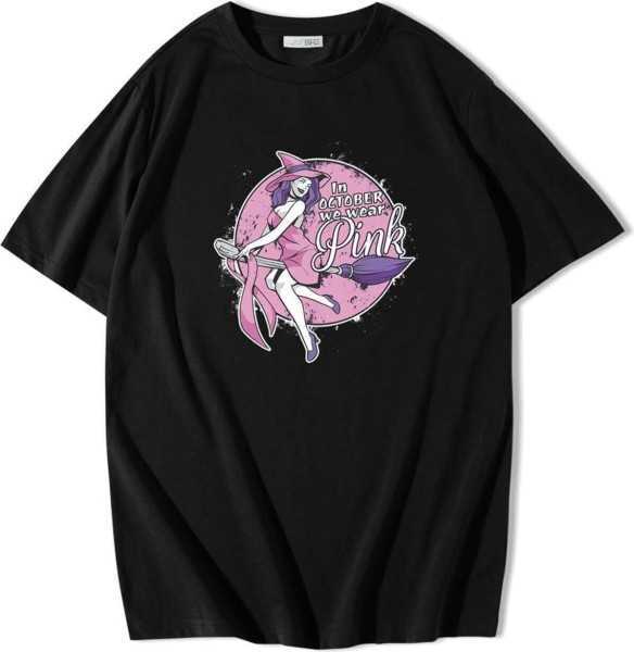 BRZ COLLECTION Unisex Oversize October Breast Cancer Witch T-shirt B-23-01-123