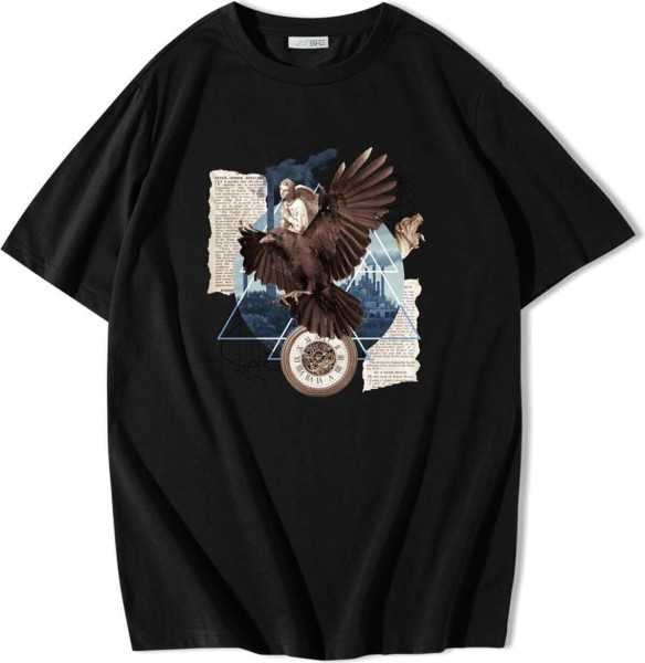 BRZ COLLECTION Oversize Eagle Darccolage Eagle T-shirt B-24-01-29