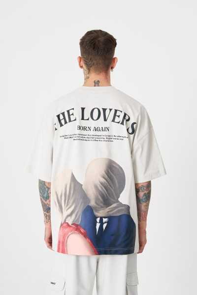 Machinist Male The Lovers Printed Oversize Grey T-shirt M1961