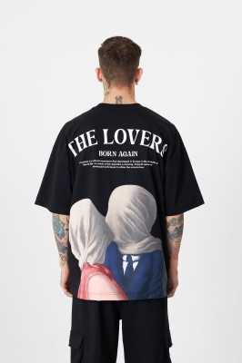 Machinist Erkek The Lovers Baskılı Oversize Gri Tişört M1961