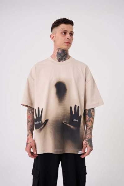 Machinist Male Believe Me Printed Oversize Outdoor Beige M1945