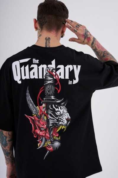 Machinist Male The Quandary Printed Oversize Black T-shirt M1806