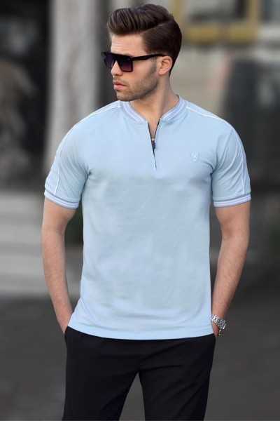 Madmext Blue Polo Collar Male T-shirt 9281