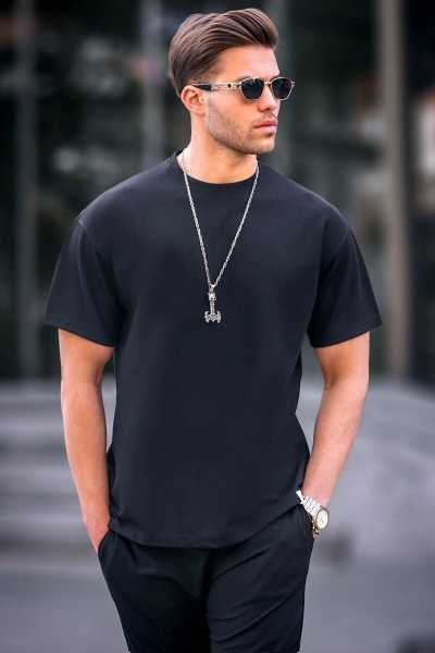 Madmext Black Regular Fit Basic Male T-shirt 6099