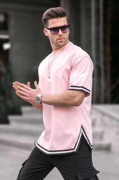 Madmext Powder Pink Bicycle Collar Stripe T-shirt 6097