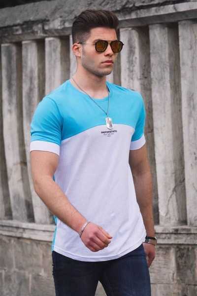 Madmext Color Blocked White Male T-shirt 4612