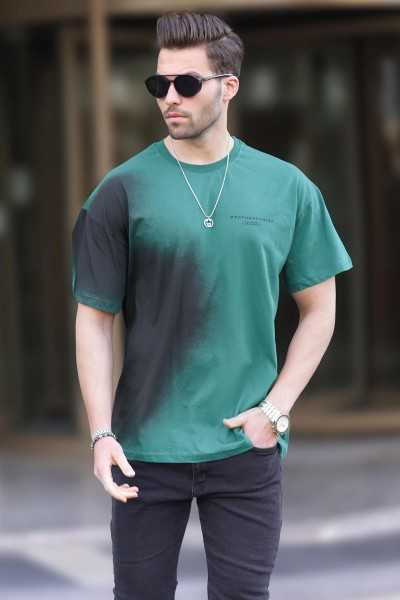 Madmext Dark Green Printed Bicycle Collar Male T-shirt 7028