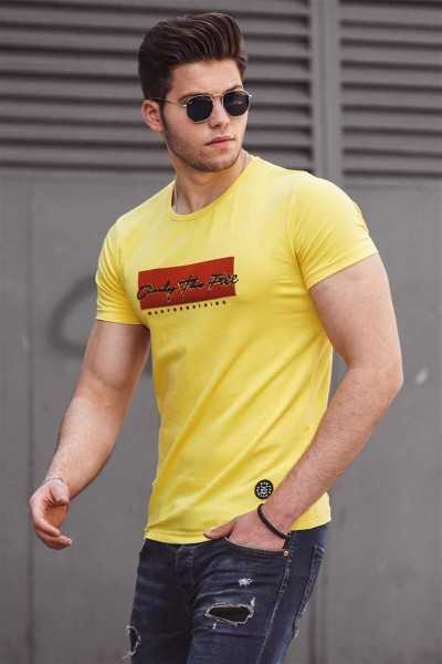 Madmext Printed Yellow Male T-shirt 4589