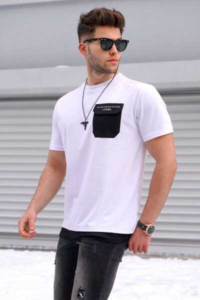 Madmext Male White T-shirt 5386