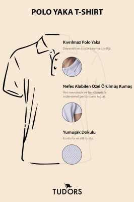 Tudors Erkek Slim Fit Dar Kesim Pamuklu Yumuşak Doku Nefes Alan Kumaş Kıvrılmaz Yaka Siyah Polo Yaka Tişört TS240019