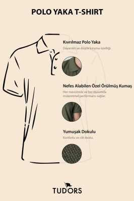 Tudors Erkek Slim Fit Dar Kesim Pamuklu Yumuşak Doku Nefes Alan Kumaş Kıvrılmaz Yaka Beyaz Polo Yaka Tişört TS240019