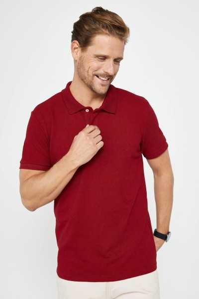 Tudors Male Slim Fit Dar Cut Cotton Soft Tissue Breathable Fabric Non-Slip Collar Bordo Polo Collar T-shirt TS240019