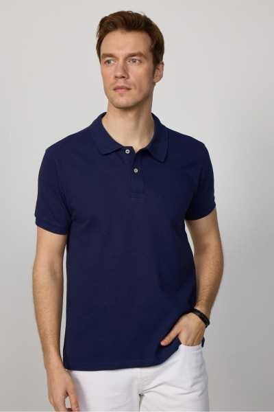 Tudors Men Slim Fit Dar Cutting 100% Cotton Plain Pike Navy Brown Polo Collar T-shirt TS240016