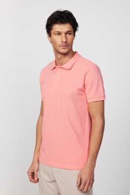 Tudors Erkek Slim Fit Dar Kesim %100 Pamuk Düz Pike Lacivert Polo Yaka Tişört TS240016