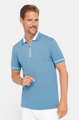 Tudors Erkek Slim Fit Dar Kesim %100 Pamuk Düz Pike Fermuarlı Gri Polo Yaka Tişört TS230013