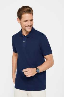 Tudors Erkek Slim Fit Dar Kesim %100 Pamuk Düz Pike Lacivert Polo Yaka Tişört TS240016-NAB