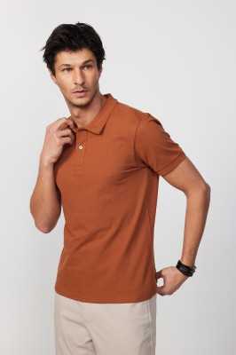 Tudors Erkek Slim Fit Dar Kesim %100 Pamuk Düz Pike Somon Renk Polo Yaka Tişört TS240016