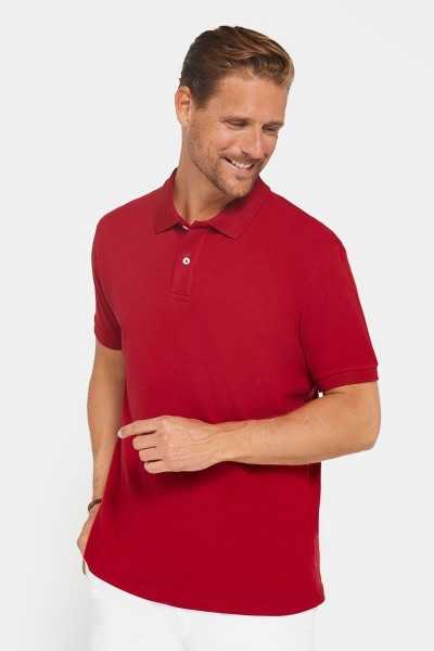 Tudors Male Classic Fit Comfortable Cutting 100% Cotton Plain Pike Red Polo Collar T-shirt CT240002