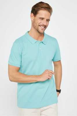 Tudors Erkek Slim Fit Dar Kesim %100 Pamuk Düz Pike Mint Polo Yaka Tişört TS240016