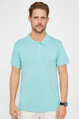 Tudors Erkek Slim Fit Dar Kesim %100 Pamuk Düz Pike Mint Polo Yaka Tişört TS240016