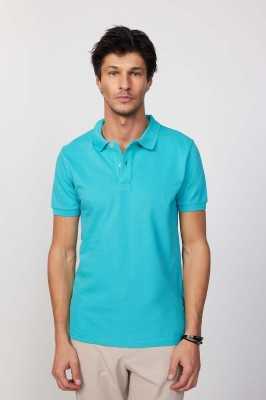 Tudors Erkek Slim Fit Dar Kesim %100 Pamuk Düz Pike Mint Polo Yaka Tişört TS240016