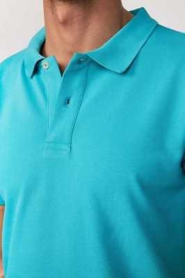 Tudors Erkek Slim Fit Dar Kesim %100 Pamuk Düz Pike Mint Polo Yaka Tişört TS240016