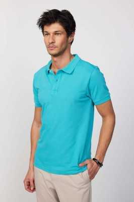 Tudors Erkek Slim Fit Dar Kesim %100 Pamuk Düz Pike Mint Polo Yaka Tişört TS240016