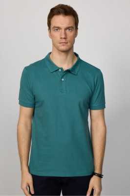 Tudors Erkek Slim Fit Dar Kesim %100 Pamuk Düz Pike Mint Polo Yaka Tişört TS240016