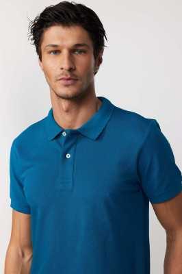 Tudors Erkek Slim Fit Dar Kesim %100 Pamuk Düz Pike Mint Polo Yaka Tişört TS240016